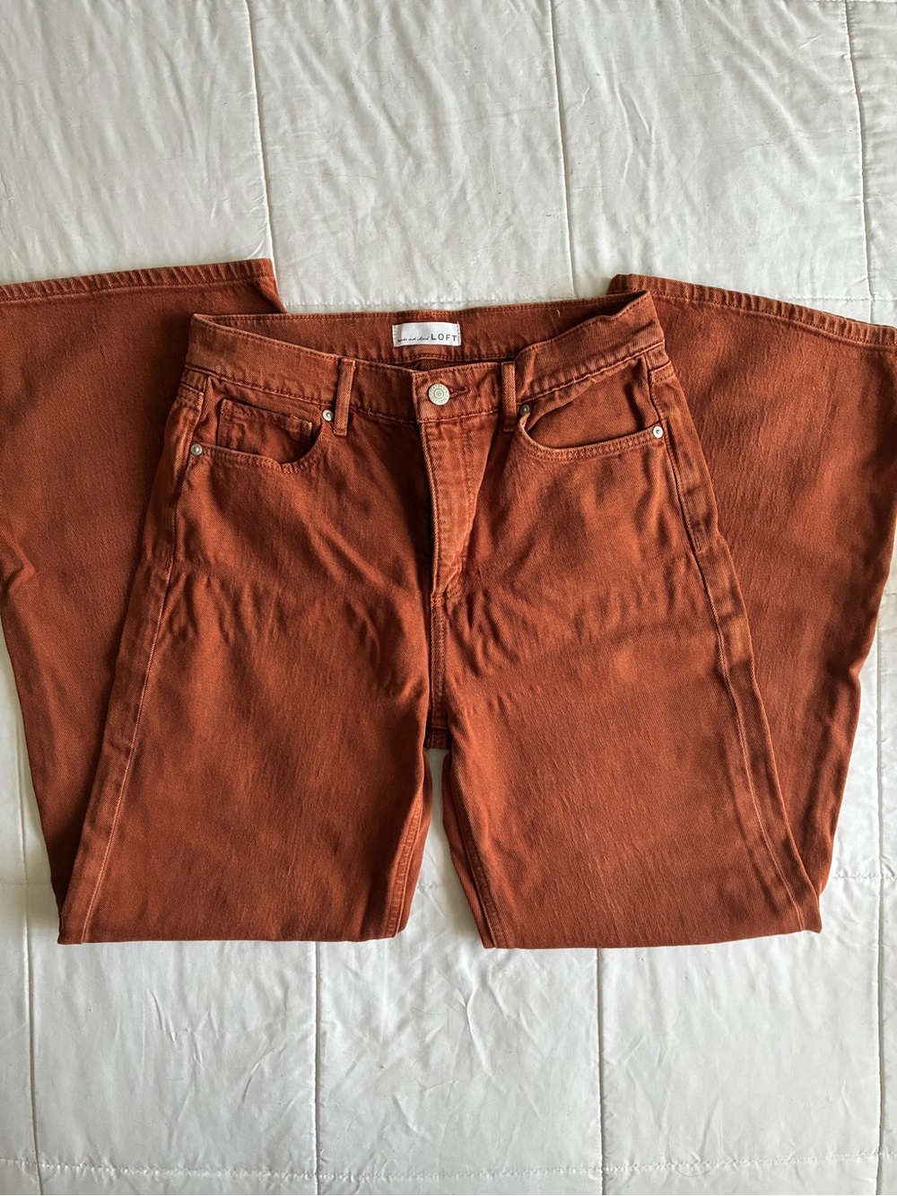 LOFT Women's Rust Orange Wide Leg Jeans